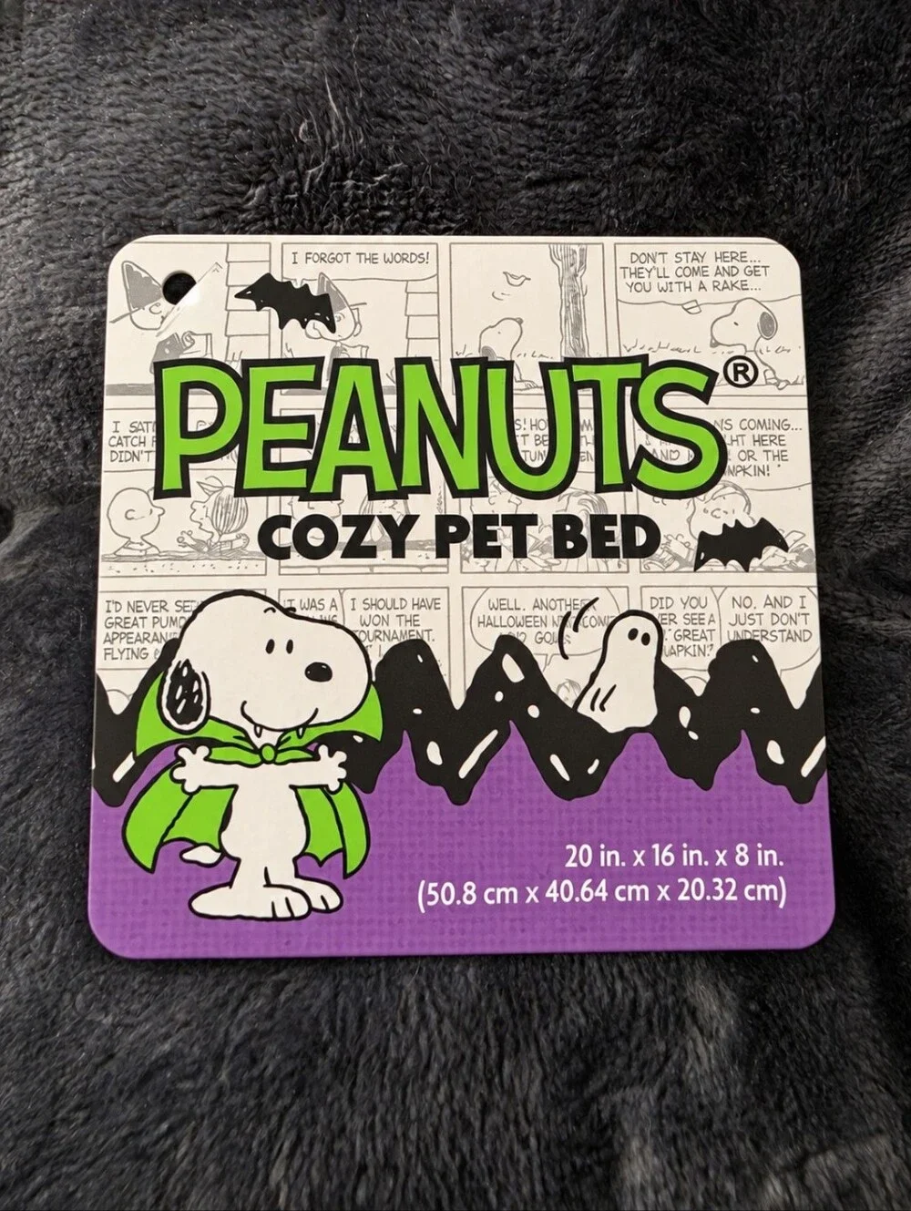 Peanuts Charlie Brown Snoopy 2026 Halloween Boo Pet Cat Dog Bed Gray White NWT